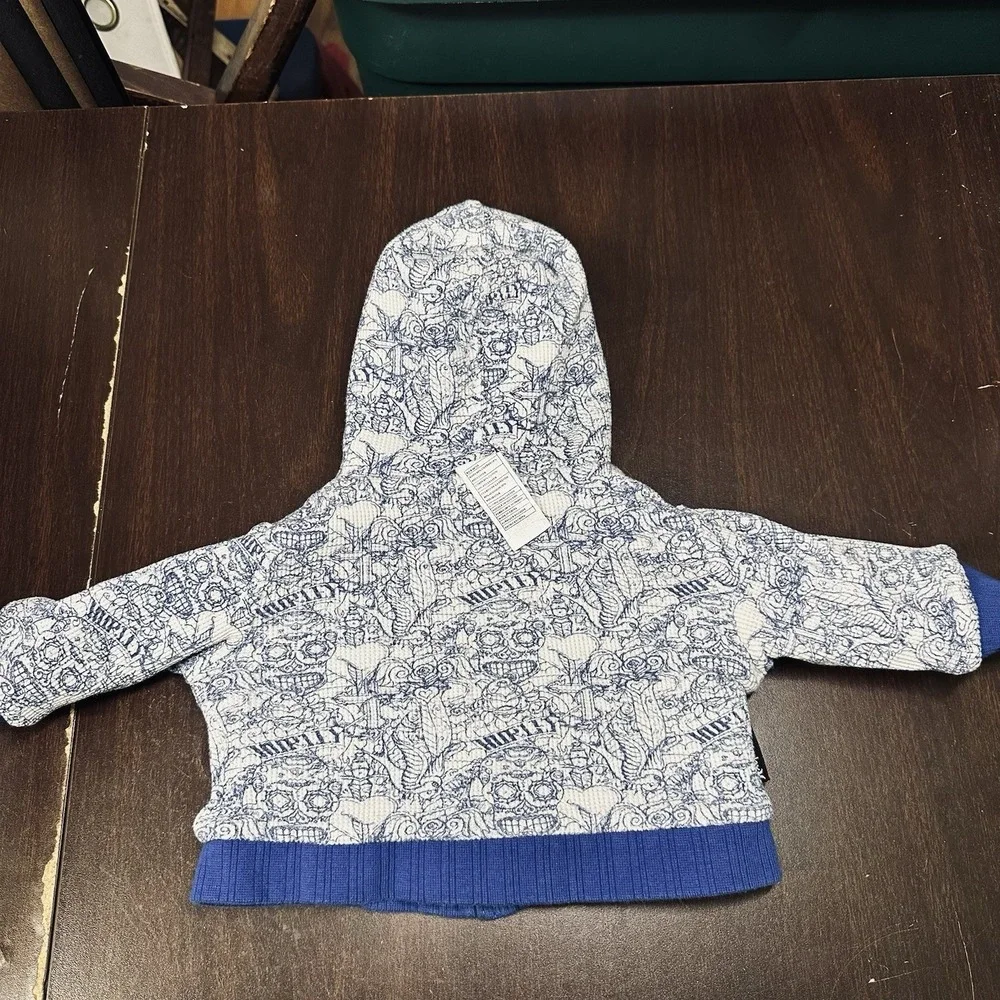 Early Hurley Reversible Zip Hoodie Blue Graphic Print Freedom Movement Boys 3-6M